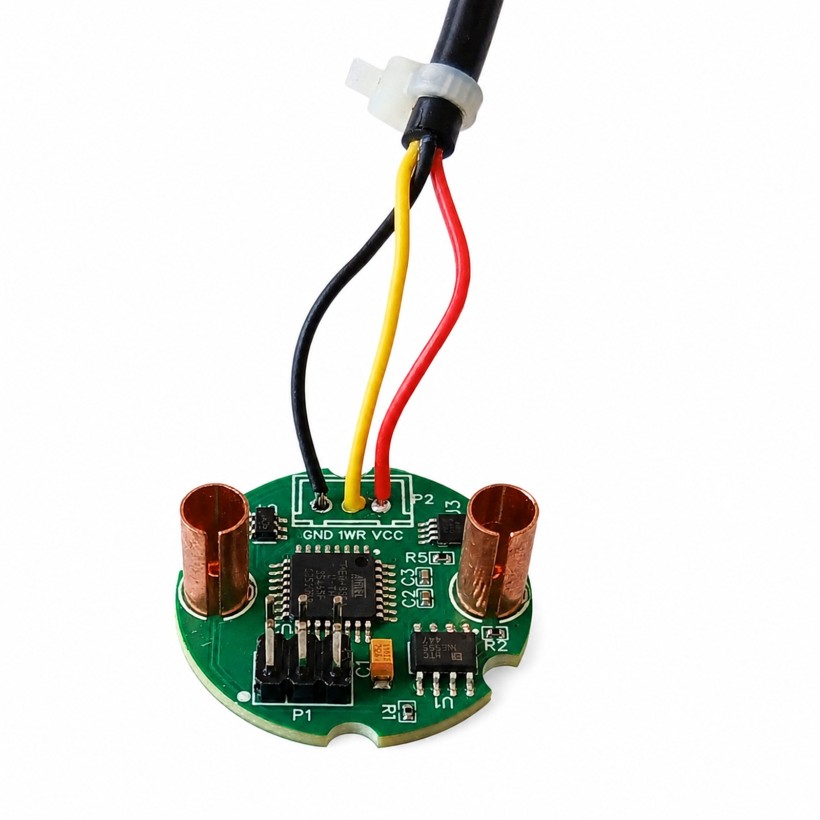 PS100 sensor PCB with clips, cable and cable tie installed