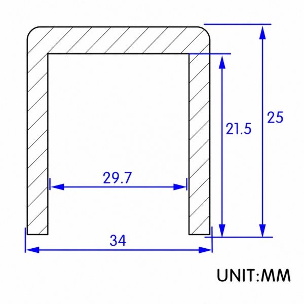 Dimensions of the SC029.7 silicone cap