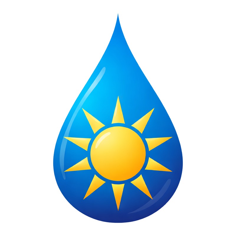Picapot water drop and sun logo